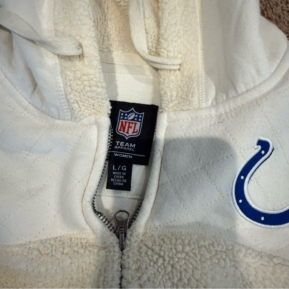 NFL White and Cream Hoodie with Blue Logo - Picture 2 of 3